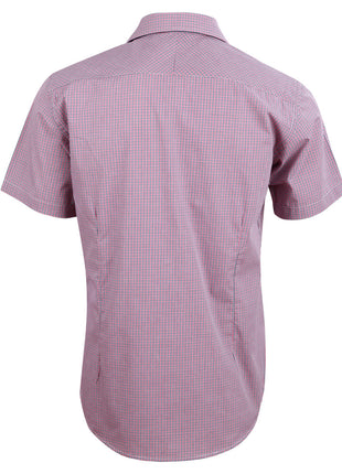 Mens Two Tone Mini Check Short Sleeve Shirt (WS-M7340S)