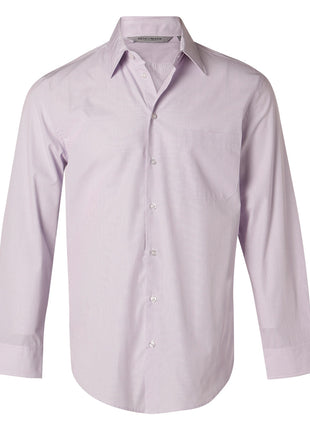 Mens Mini Check Long Sleeve Shirt (WS-M7360L)