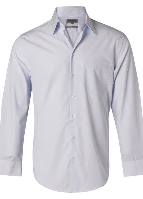 Mens Mini Check Long Sleeve Shirt (WS-M7360L)
