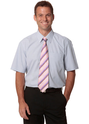Mens Mini Check Short Sleeve Shirt (WS-M7360S)
