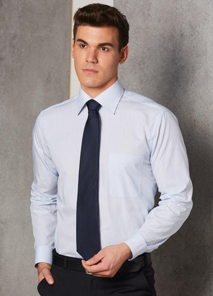 Mens Mini Check Premium Cotton Long Sleeve Shirt (WS-M7362)