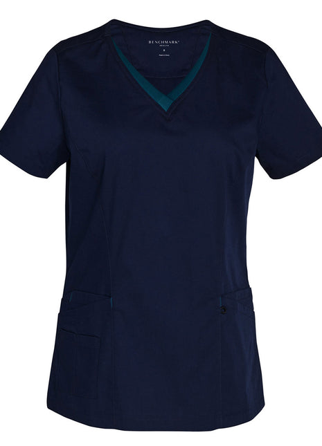 Womens Contrast Colour Short Sleeve Scrub Top (WS-M7660)