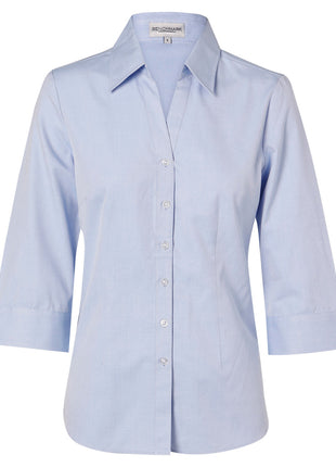 Womens Fine Chambray 3/4 Sleeve Shirt (WS-M8013)