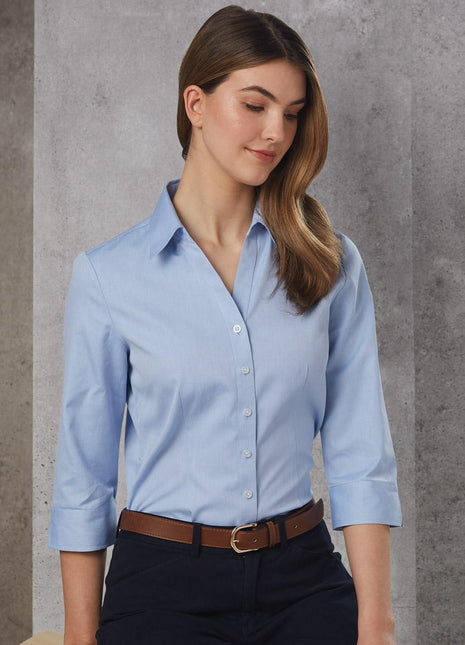 Womens CVC Oxford 3/4 Sleeve Shirt (WS-M8040Q)