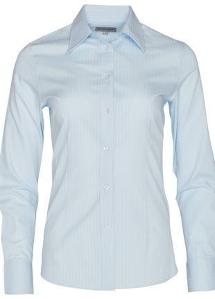 Womens Self Stripe Long Sleeve Shirt (WS-M8100L)