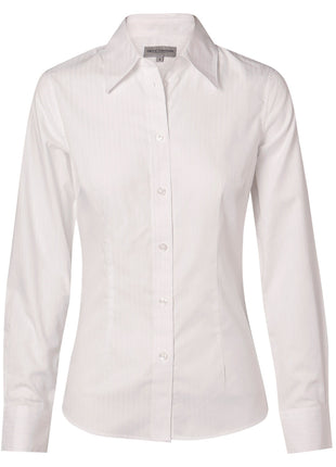 Womens Self Stripe Long Sleeve Shirt (WS-M8100L)