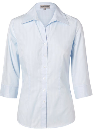 Womens Self Stripe 3/4 Sleeve Shirt (WS-M8100Q)