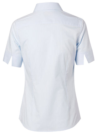 Womens Self Stripe Short Sleeve Shirt (WS-M8100S)