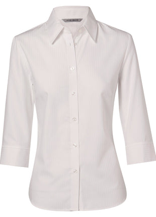 Womens Mini Herringbone 3/4 Sleeve Shirt (WS-M8113)