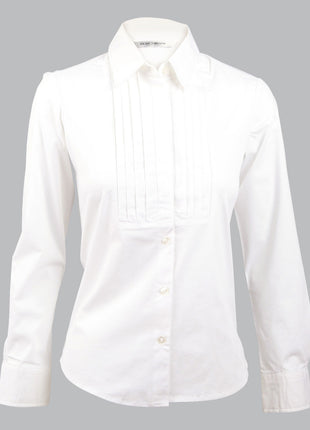 Womens Stretch Tuck Front Long Sleeve Shirt (WS-M8192)