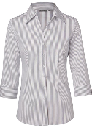 Womens Ticking Stripe 3/4 Sleeve Shirt (WS-M8200Q)