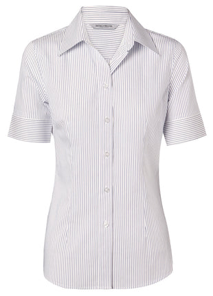 Womens Ticking Stripe Short Sleeve Shirt (WS-M8200S)