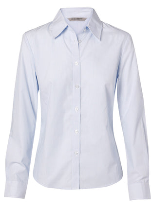 Womens Fine Stripe Long Sleeve Shirt (WS-M8212)