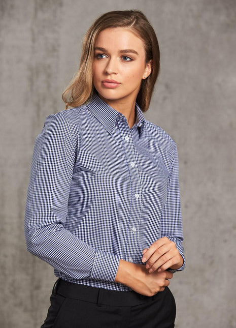Womens Two Tone Check Long Sleeve Shirt (WS-M8320L)