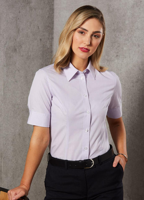 Womens Mini Check Short Sleeve Shirt (WS-M8360S)
