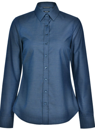 Womens Pin Dot Stretch Long Sleeve Shirt (WS-M8400L)