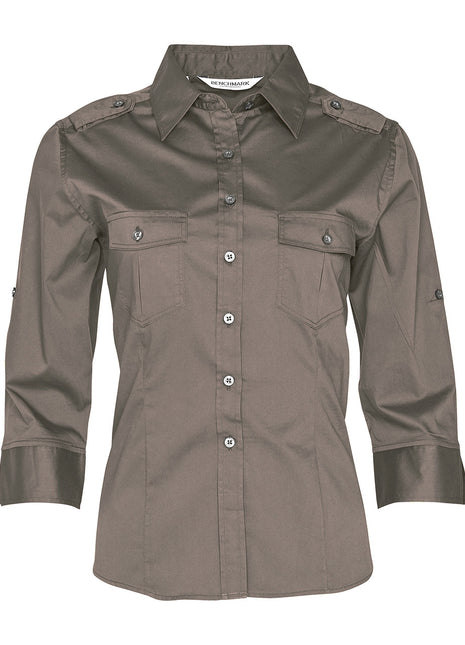 Womens 3/4 Sleeve Military Shirt (WS-M8913)