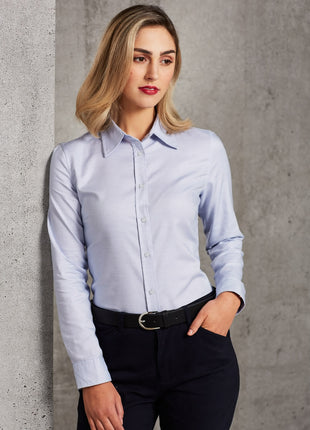 Womens Dot Contrast Long Sleeve Shirt (WS-M8922)