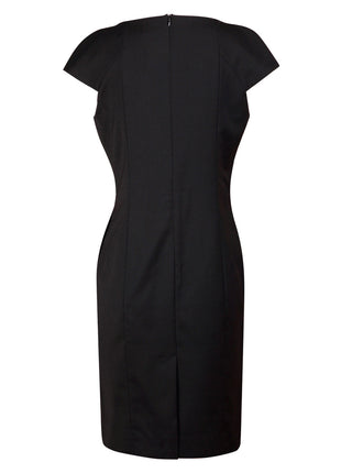 Womens Wool Blend Stretch Cap Sleeve Dress (WS-M9281)