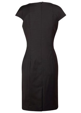 Womens Wool Blend Stretch Cap Sleeve Dress (WS-M9281)