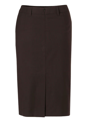 Womens Mid Length Lined Pencil Skirt In Poly / Viscose Stretch (WS-M9471)