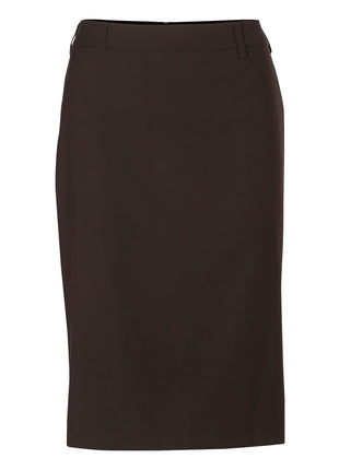 Womens Mid Length Lined Pencil Skirt In Poly / Viscose Stretch (WS-M9471)