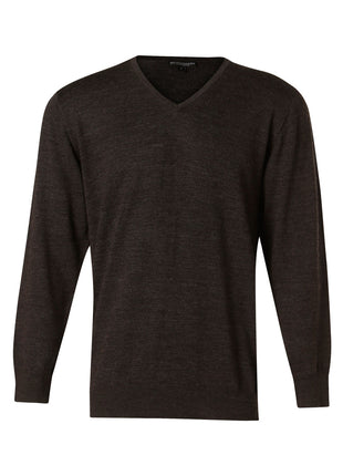 Mens 100% Merino Wool V Neck Long Sleeve Sweater (WS-M9502)