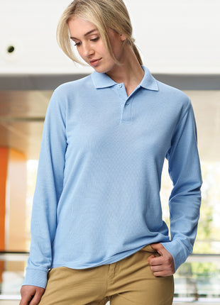Adults Poly / Cotton Pique Long Sleeve Polo (WS-PS12)