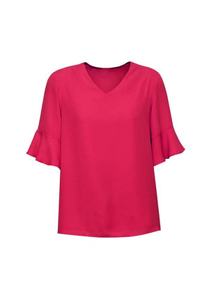 Aria Womens Fluted Sleeve Blouse (BZ-RB966LS)