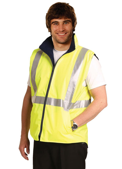 Hi Vis Reversible Safety Vest With Hoop Pattern 3M® Tapes (WS-SW19A)