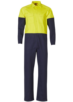Mens Hi Vis Two Tone Cotton Drill Coverall-Stout (WS-SW205)
