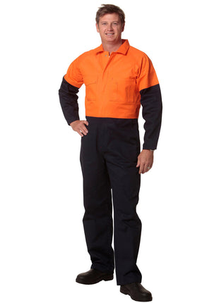 Mens Hi Vis Two Tone Cotton Drill Coverall-Stout (WS-SW205)