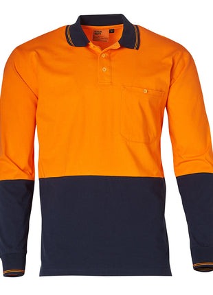 Hi Vis Cotton Two Tone Long Sleeve Safety Polo (WS-SW36)