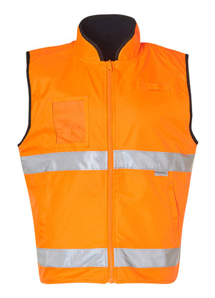 Hi Vis Reversible Mandarine Collar Safety Vest With 3M® Tapes (WS-SW49)