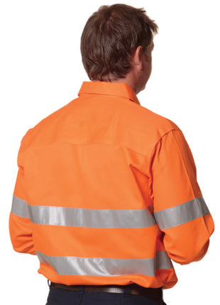 Mens Hi Vis Long Sleeve Drill Shirt With 3M® Tapes (WS-SW52)