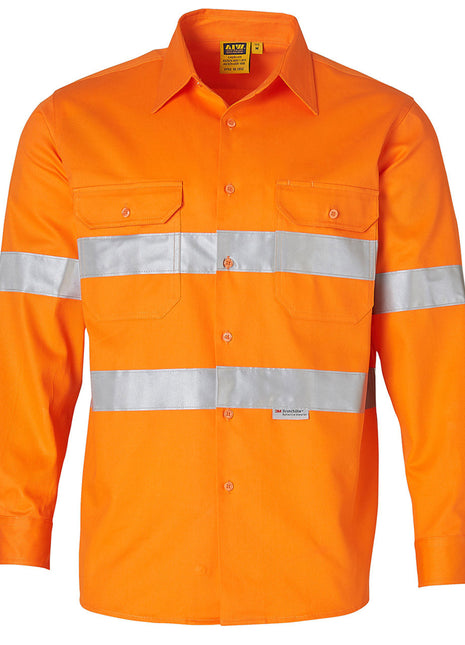 Mens Hi Vis Long Sleeve Drill Shirt With 3M® Tapes (WS-SW52)
