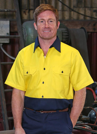 Hi Vis Two Tone Short Sleeve Cotton Work Shirt (WS-SW53)