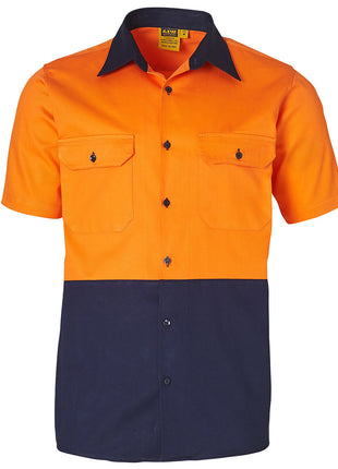 Hi Vis Two Tone Short Sleeve Cotton Work Shirt (WS-SW53)