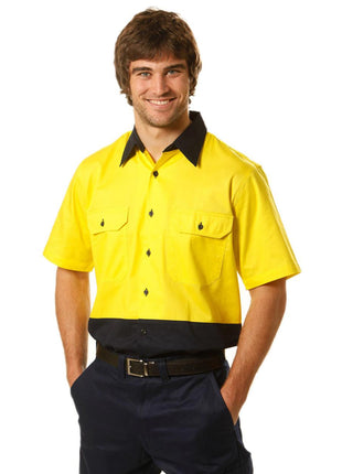 Hi Vis Two Tone Short Sleeve Cotton Work Shirt (WS-SW57)