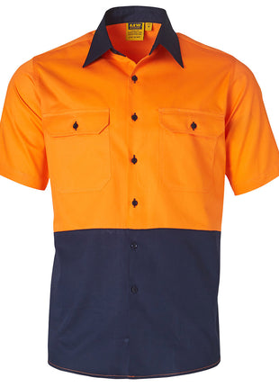 Hi Vis Two Tone Short Sleeve Cotton Work Shirt (WS-SW57)