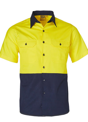Hi Vis Two Tone Short Sleeve Cotton Work Shirt (WS-SW57)