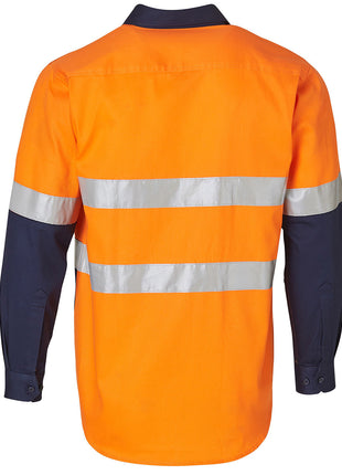Mens Hi Vis Cotton Twill Long Sleeve Safety Shirt (3M® Tape) (WS-SW68)