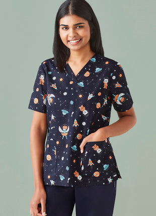 Space Party Womens Scrub Top (BZ-CST148LS)