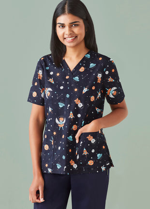 Space Party Womens Scrub Top (BZ-CST148LS)