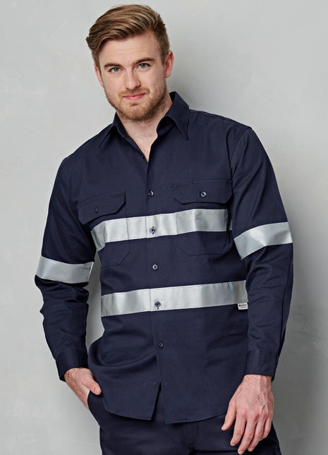 Cotton Drill Long Sleeve Work Shirt 3M® Tapes (WS-WT04HV)