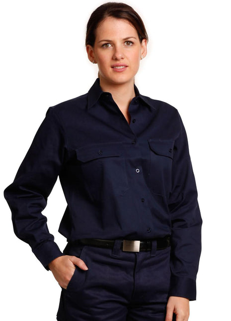 Womens Cotton Drill Long Sleeves Work Shirt (WS-WT08)