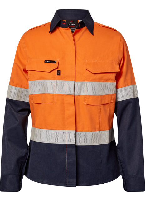 Womens Hi Vis HRC 2 Inherent Shirt with Gusset Sleeves and Reflective Tape (NC-FSL016A)