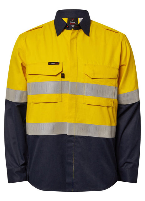Mens Hi Vis HRC 2 Inherent Shirt with Gusset Sleeves and Reflective Tape (NC-FSV014A)