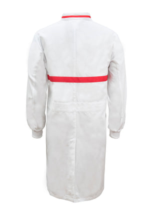 Food Industry Long Sleeve Long Length Dustcoat with Contrast Collar and Chestband (NC-WJ3197)