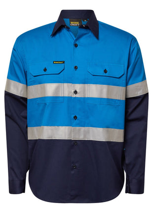 Hi Vis Lightweight Long Sleeve Vented Cotton Drill Shirt with Reflective Tape (NC-WS4132)